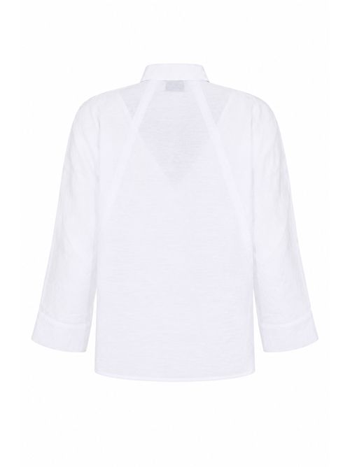 Camicia relaxed in mussola di cotone Bianco Alpha Studio | AD-6542L2000